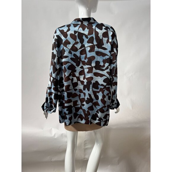 Nic+Zoe Swirling Sky Top Style F221632 Blue & Brown Abstract Print Blouse XL 100 - Picture 16 of 16